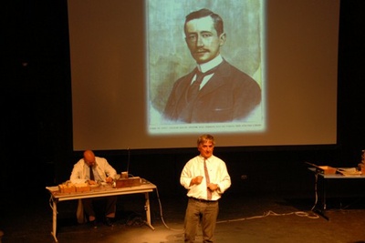 Giorgio Comaschi, durante l'attuazione nell'opera "Il Segreto di Marconi"