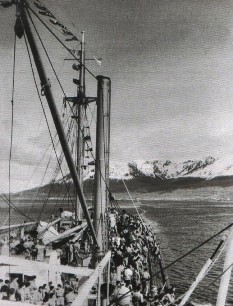 L'arrivo a Ushuaia dei primi 600 italiani, in gran parte bolognesi, nel 1948