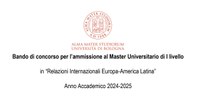 Iscrizioni aperte UNIBO: Master in Relazioni Internazionali Europa - America Latina