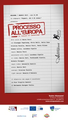locandina "Europa a teatro" - Processo all'Europa 7 Maggio 2019